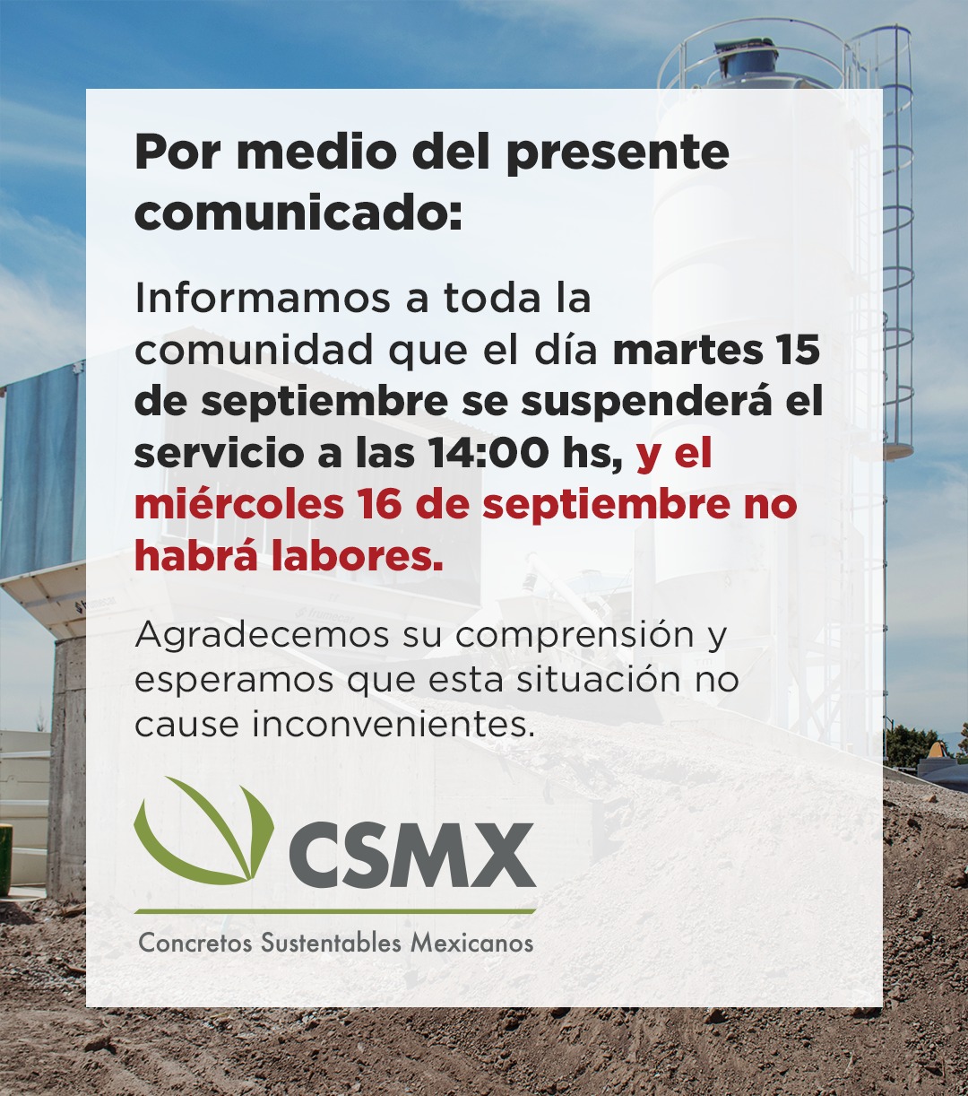 Descanso 15 septiembre